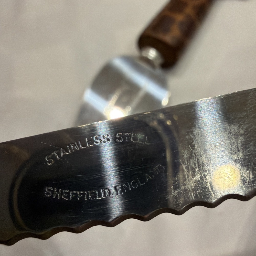 Vintage Giraffe Handle Cheese Knife Set 3pc Stainless‎ Steel Sheffield England - Picture 4 of 5
